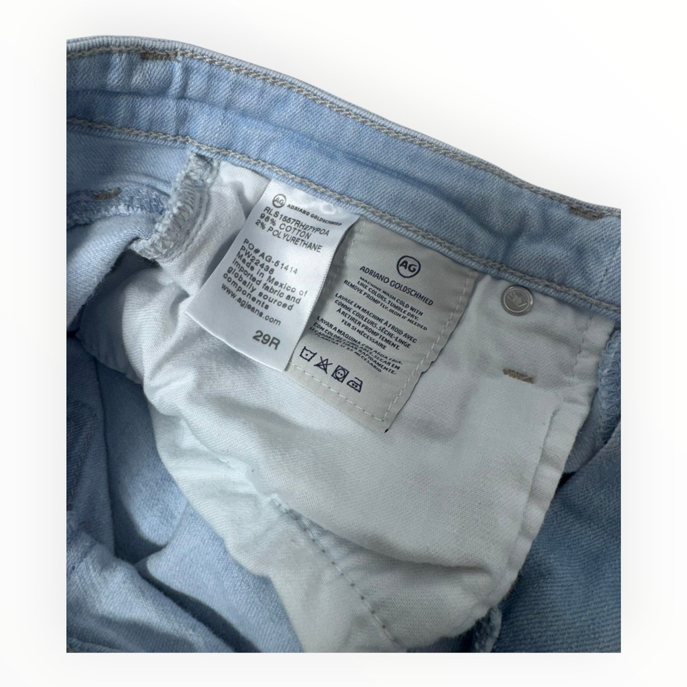 AG Adriano Goldschmied Prima Crop Jeans 29R Light Wash Skinny Raw Hem South Gate - Picture 7 of 7